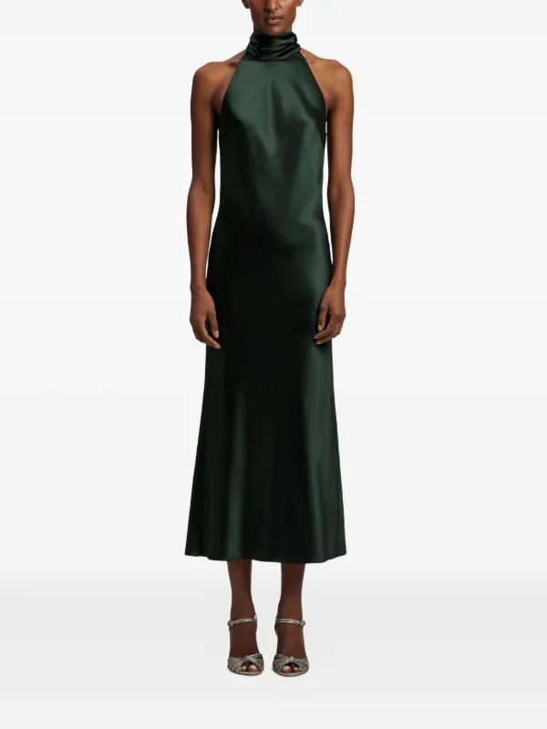Ralph Lauren Collection Chilton Satin Midi Dress Green FARFETCH GR