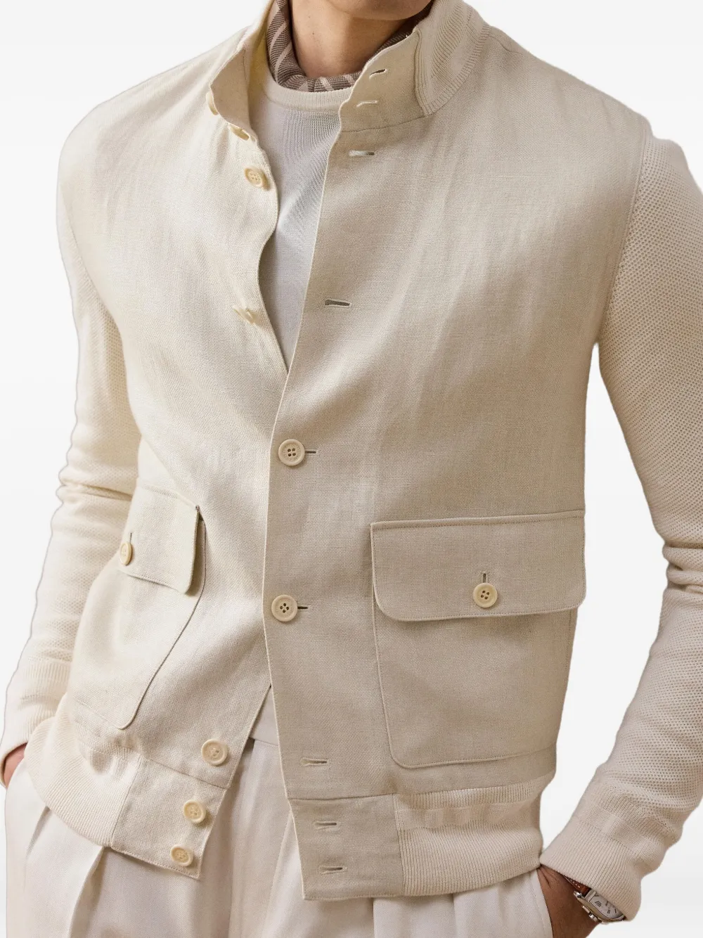 Ralph Lauren Purple Label Bomberjack met knopen Wit