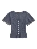 Ralph Lauren RRL Genevie embroidered peplum blouse - Blue