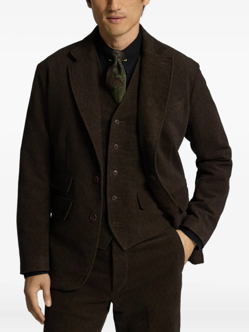 Ralph Lauren RRL Blazer van katoenblend met patroon Bruin