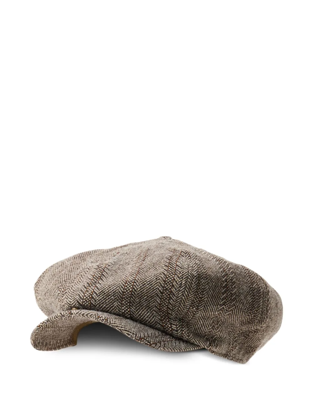 Rrl Glen Herringbone Pattern Flat Cap In Brown