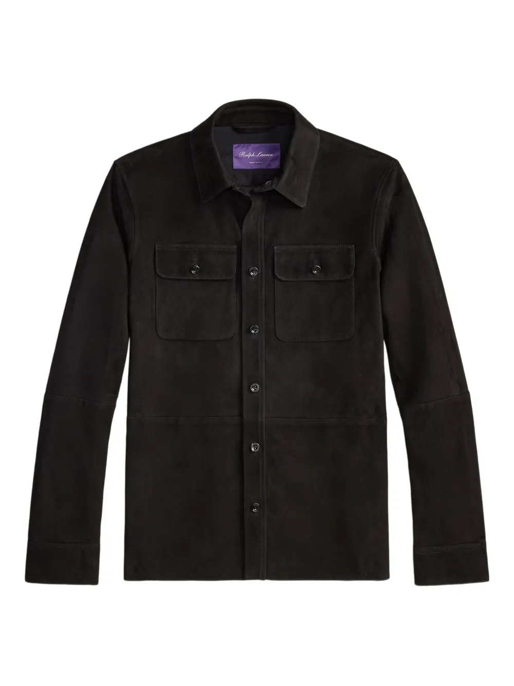 Ralph Lauren Purple Label buttoned-up suede jacket Zwart
