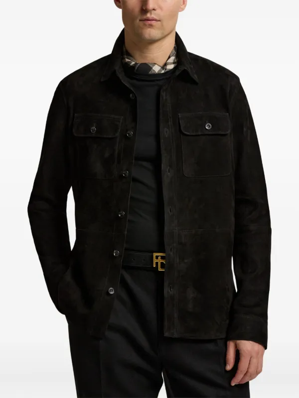 Ralph Lauren Purple Labelレザーシャツ スウェード L Ralph Lauren Purple Label スエードジャケット | ブラック