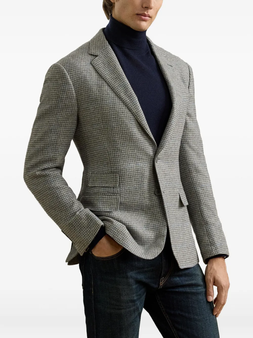 Ralph Lauren Purple Label Blazer met pied-de-poule print Grijs