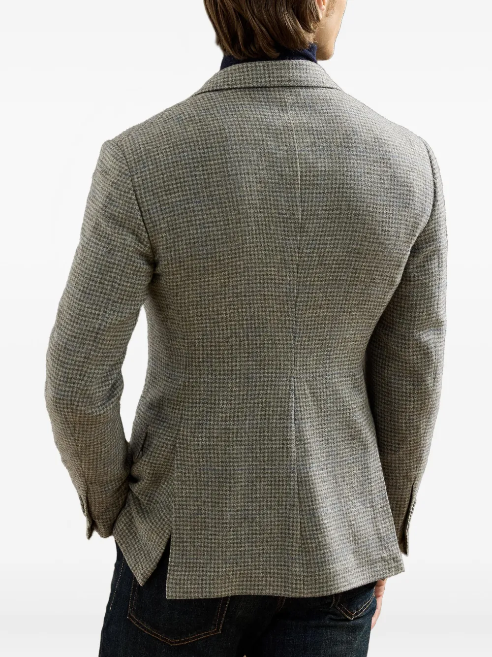 Ralph Lauren Purple Label Blazer met pied-de-poule print Grijs