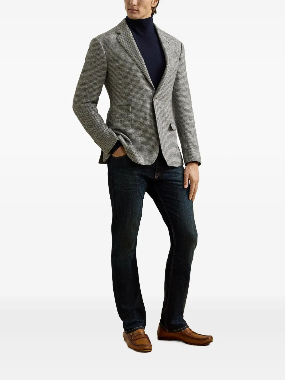 Ralph Lauren Purple Label Blazer met pied-de-poule print Grijs