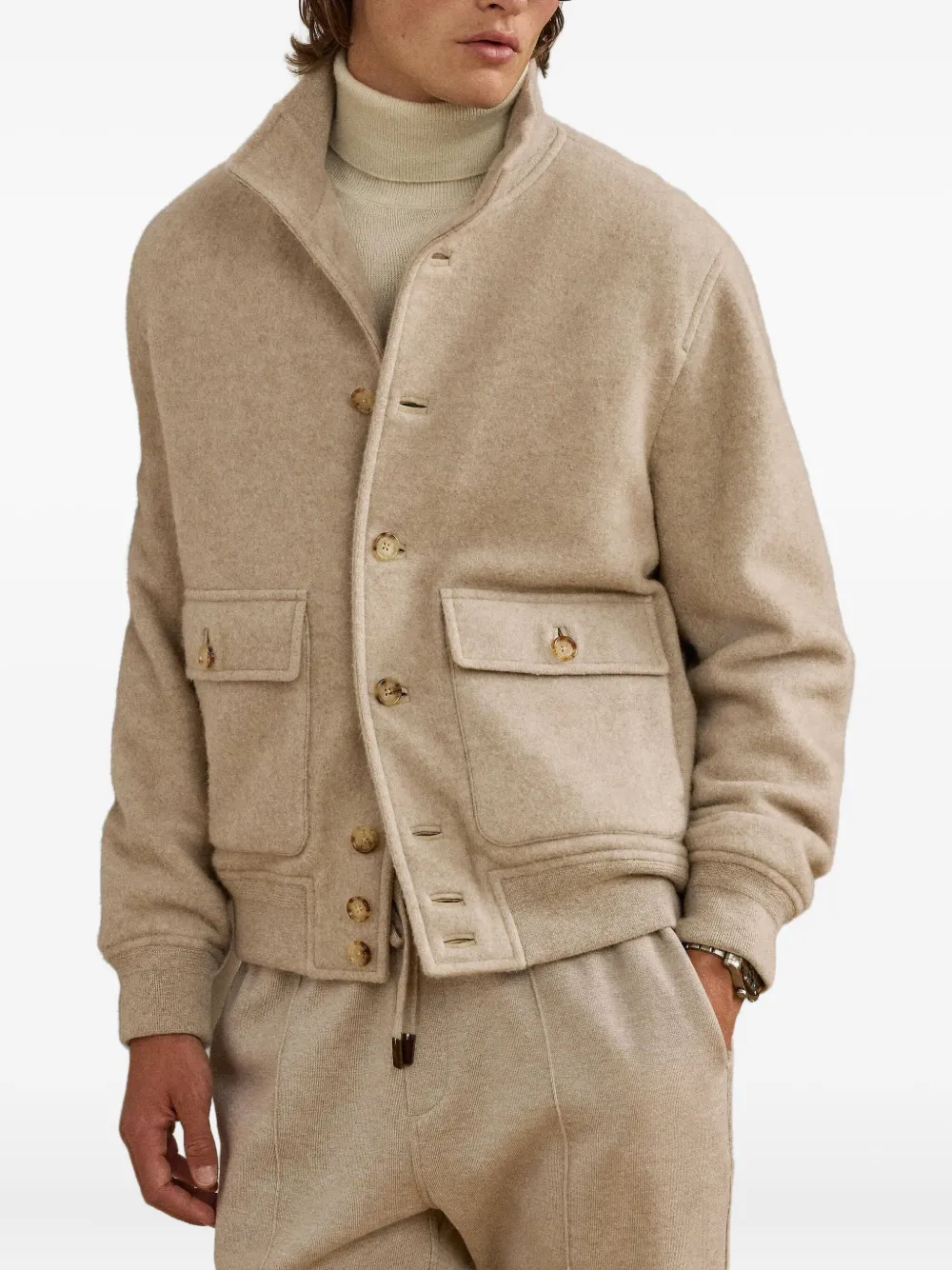 Ralph Lauren Purple Label Vest met fleece zak Beige