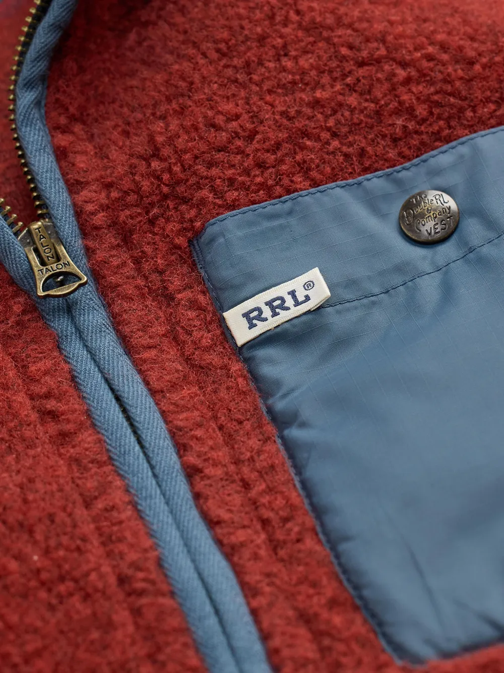 Rrl Fleece-texture Jacket In Red