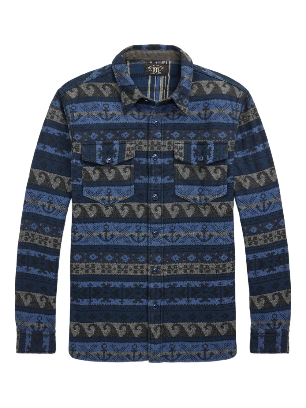 patterned-jacquard cotton shirt