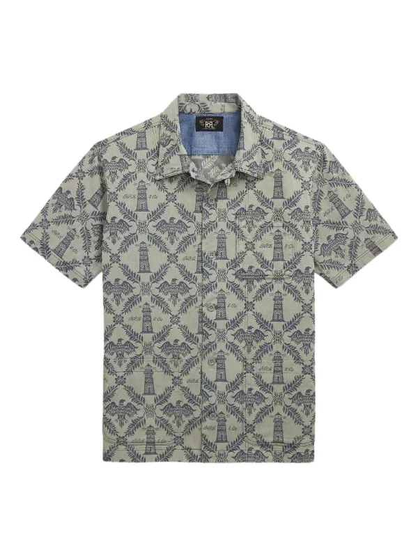 り*ん様 RRL Ralph 半袖シャツ Ralph Lauren RRL Jacquard short-sleeve Shirt | Green | FARFETCH