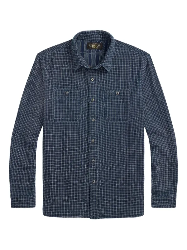 【L】RRL ブルー×ブラック チェックシャツ ラルフローレン Ralph Lauren RRL チェック シャツ | ブルー | FARFETCH JP