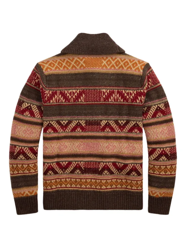 Ralph Lauren RRL shawl-collar Patterned Cardigan | Brown | FARFETCH