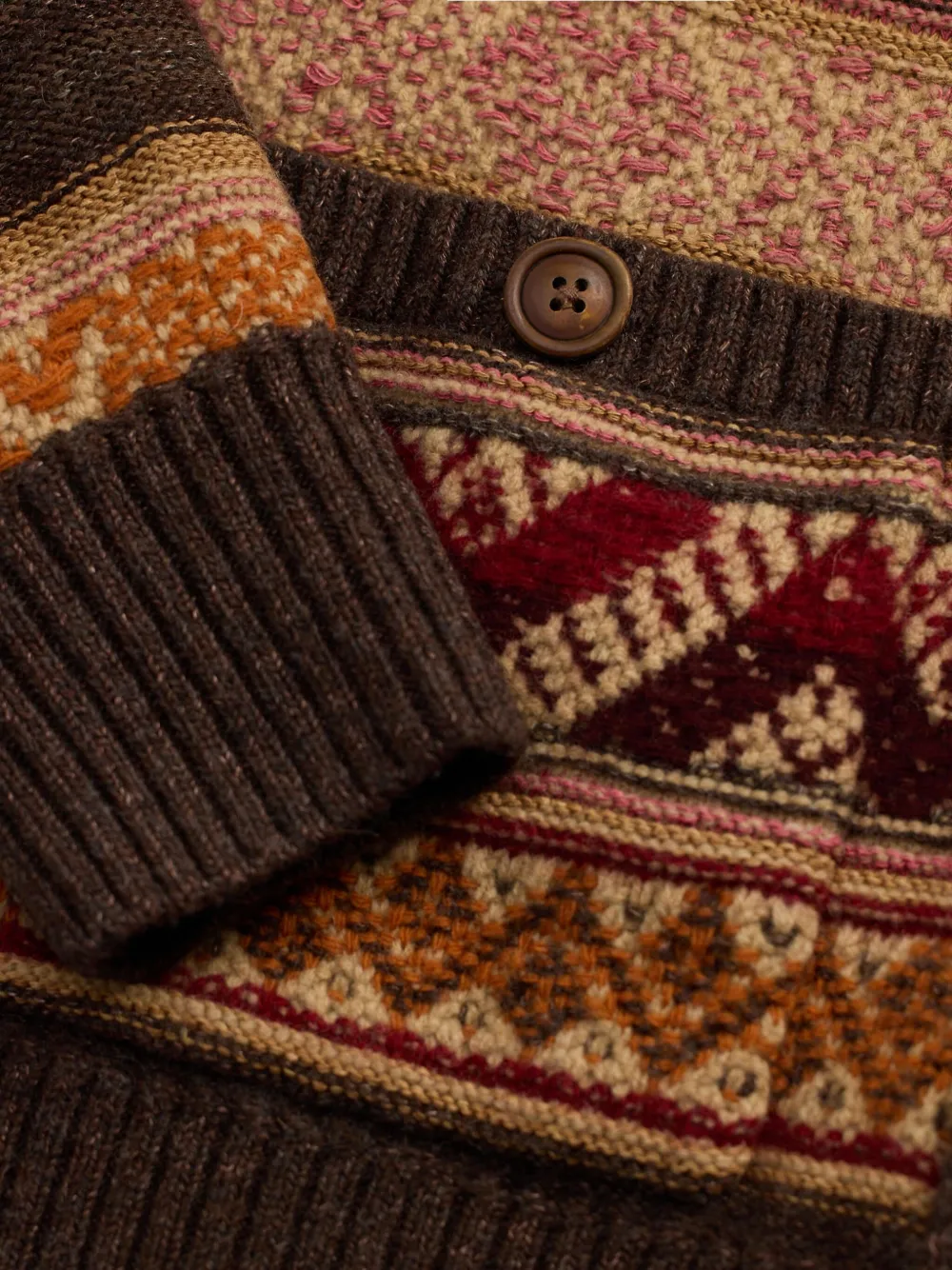 Ralph Lauren RRL Vest met sjaalkraag en patroon Bruin