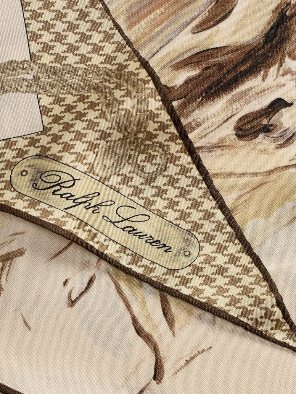 Ralph Lauren Collection Zijden sjaal met grafische print Beige