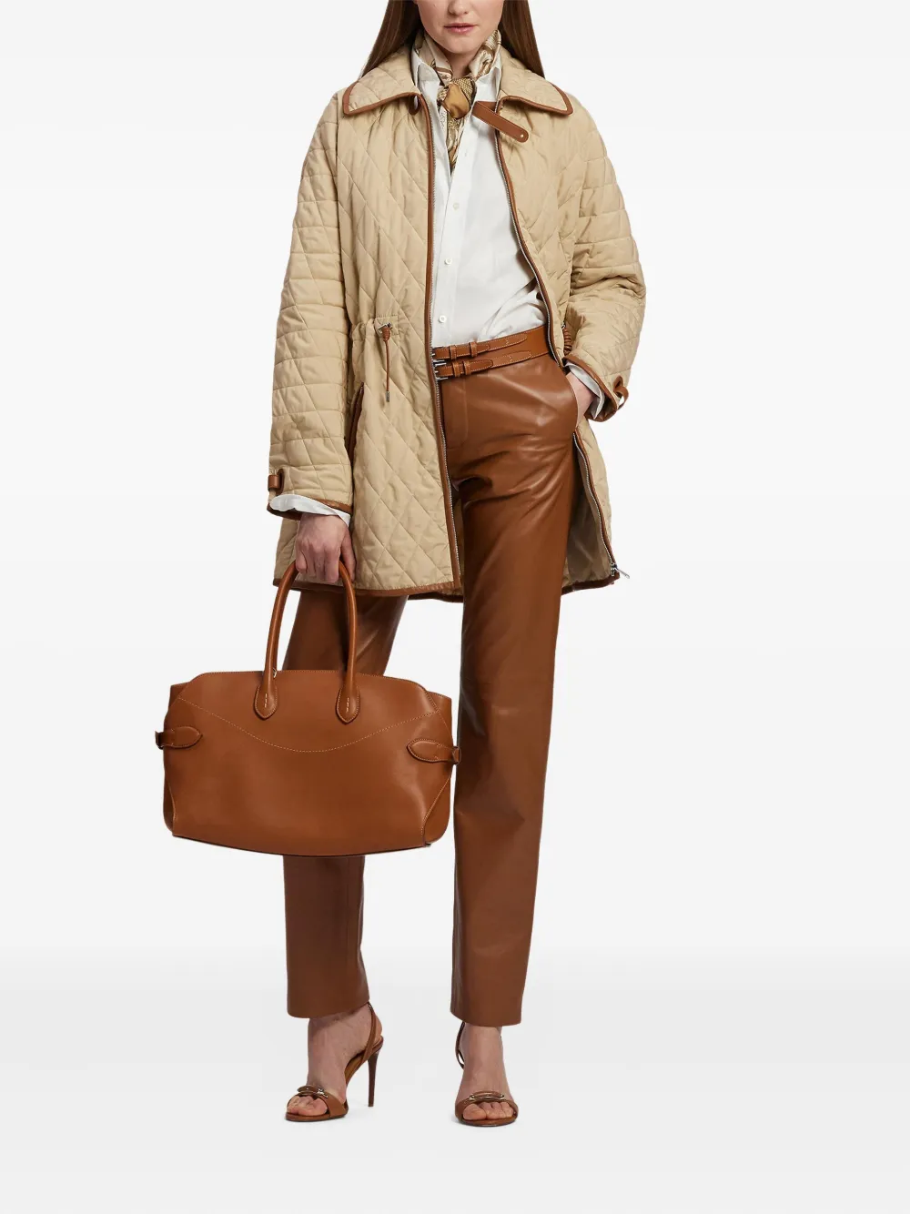 Ralph Lauren Collection Zijden sjaal met grafische print Beige
