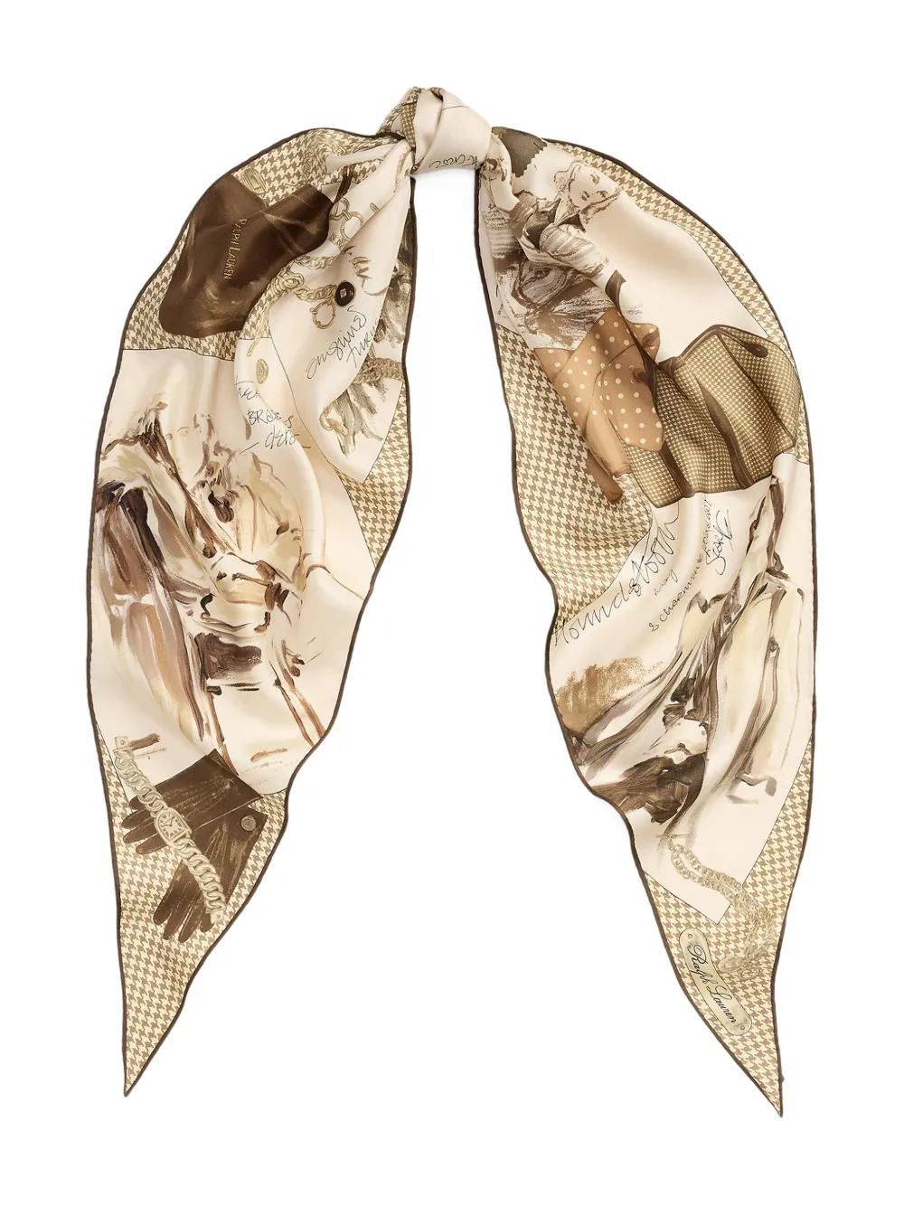 Ralph Lauren Collection Zijden sjaal met grafische print Beige