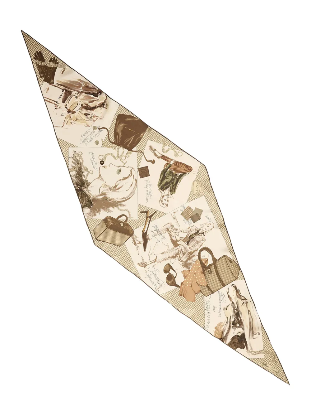 Ralph Lauren Collection Zijden sjaal met grafische print Beige