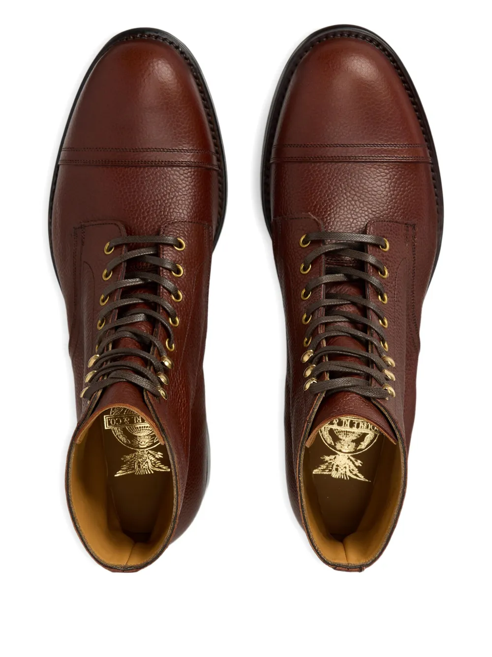 Rrl Leather Lace-up Boots In Burgundy