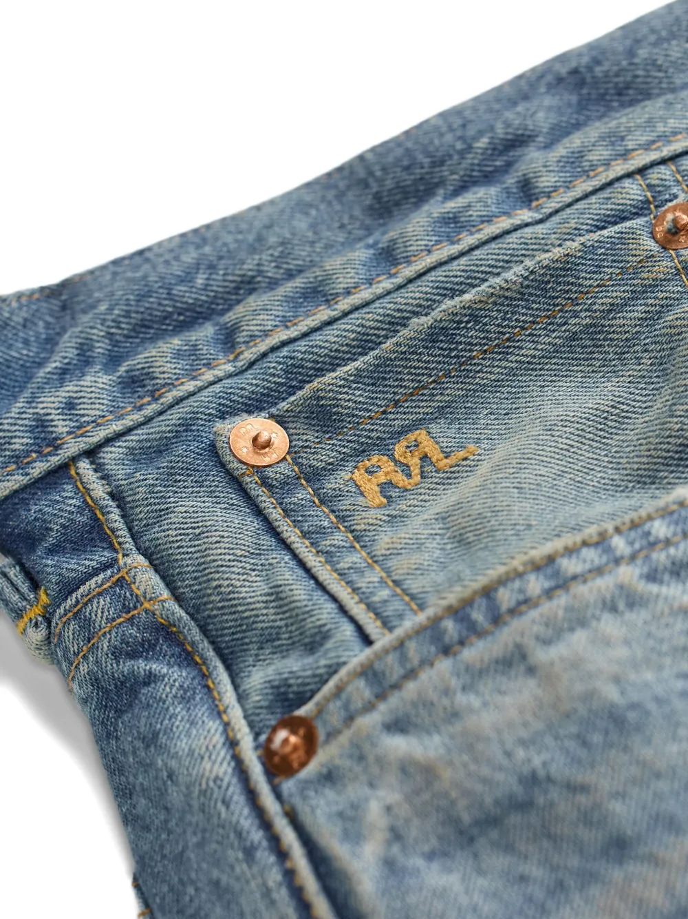 Ralph Lauren RRL Gerafelde jeans met patchwork Blauw