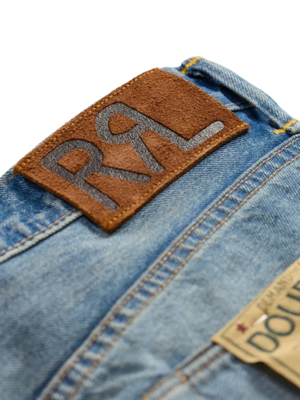 RRL　ジーンズ　ステッチ刺繍 Ralph Lauren RRL Distressed Patchwork Jeans | Blue | FARFETCH