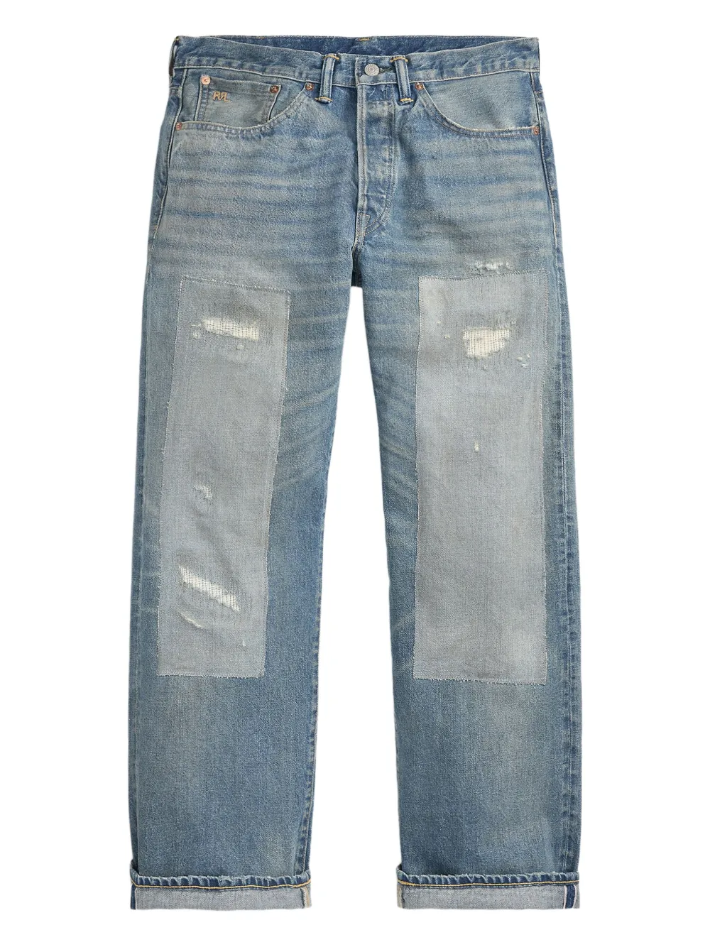 Ralph Lauren RRL Gerafelde jeans met patchwork Blauw
