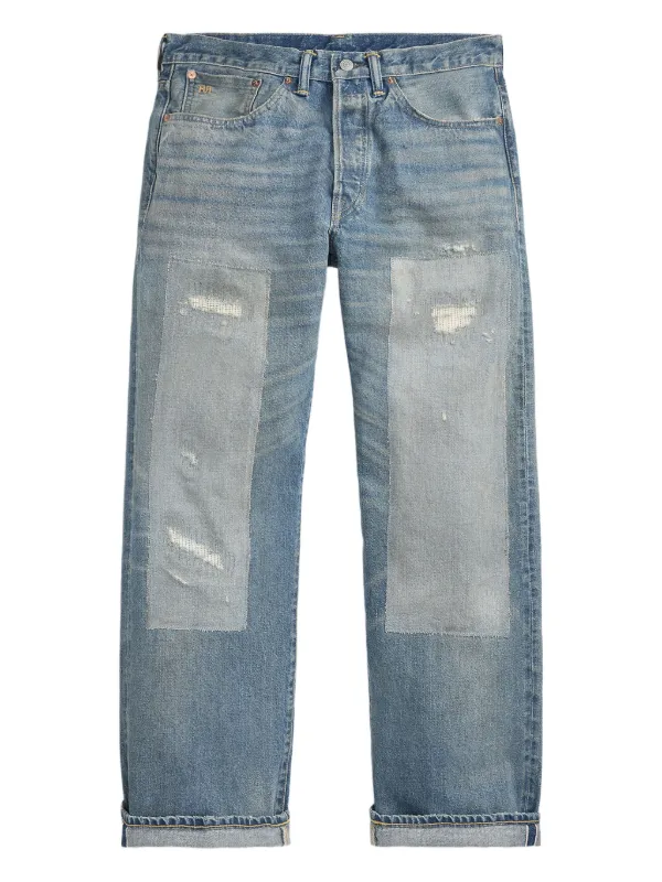 ラルフローレンDISTRESSED JEAN PATCHWORK REPAIR Polo Ralph Lauren Patchwork Repaired Distressed Ripped