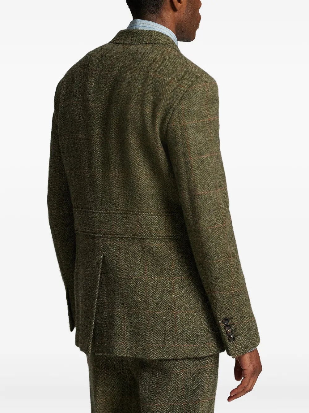 Rrl Herringbone-pattern Patch-pocket Blazer In Green