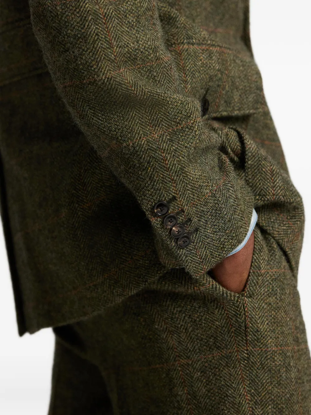 Rrl Herringbone-pattern Patch-pocket Blazer In Green