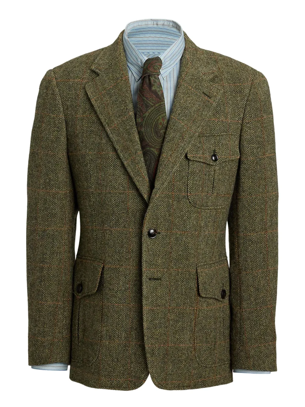 Ralph Lauren RRL herringbone-pattern patch-pocket blazer | Green | Image 1