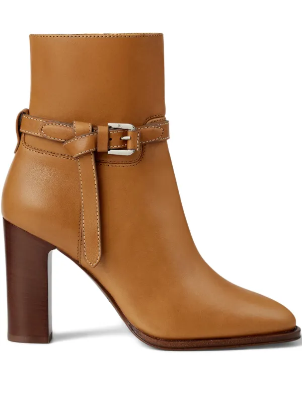 Ralph Lauren Collection 90mm Donnely Buckle-detail Ankle Boots in Brown