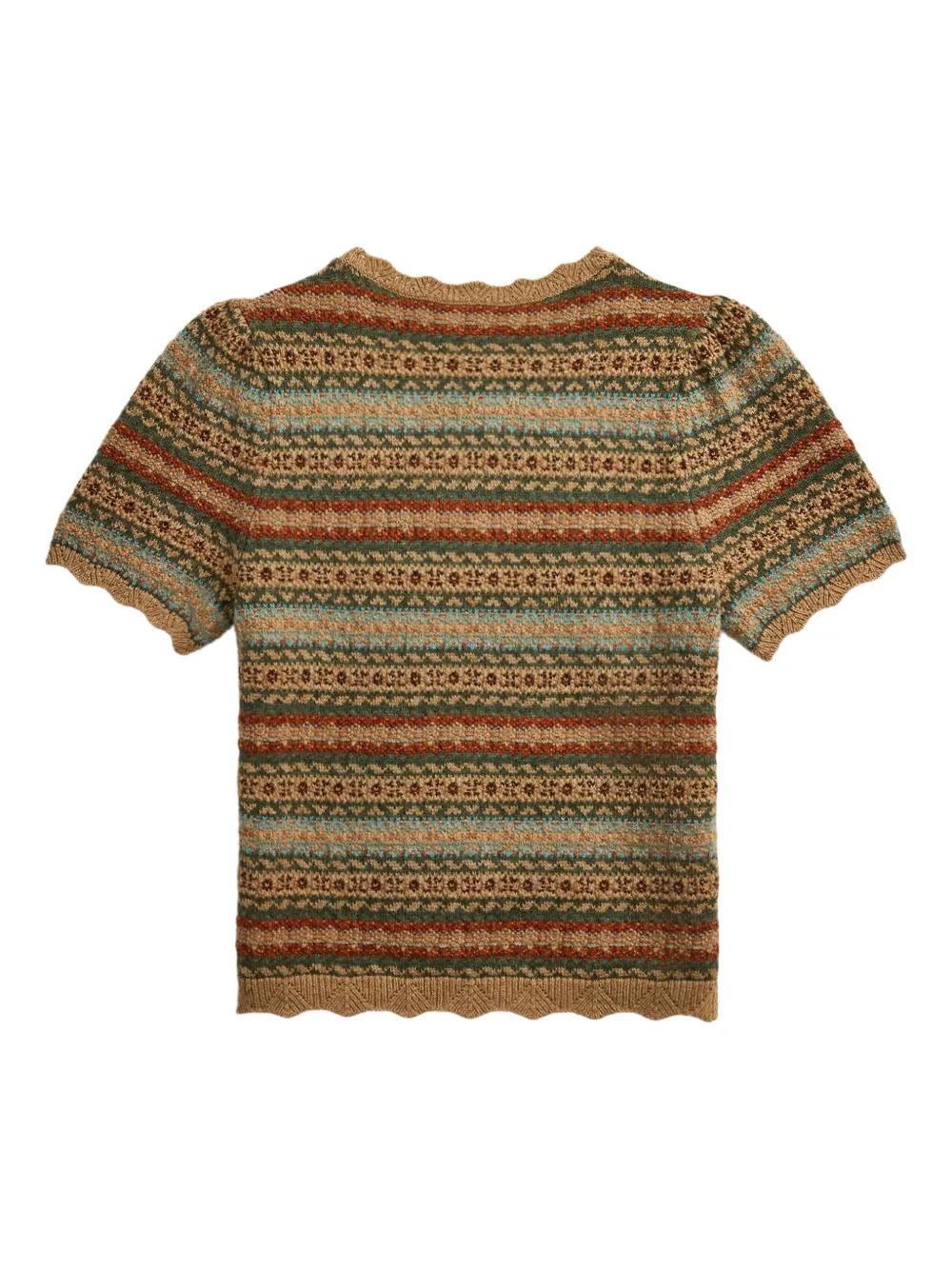 Ralph Lauren RRL Sofia gestreept gebreid T-shirt met korte mouwen Bruin