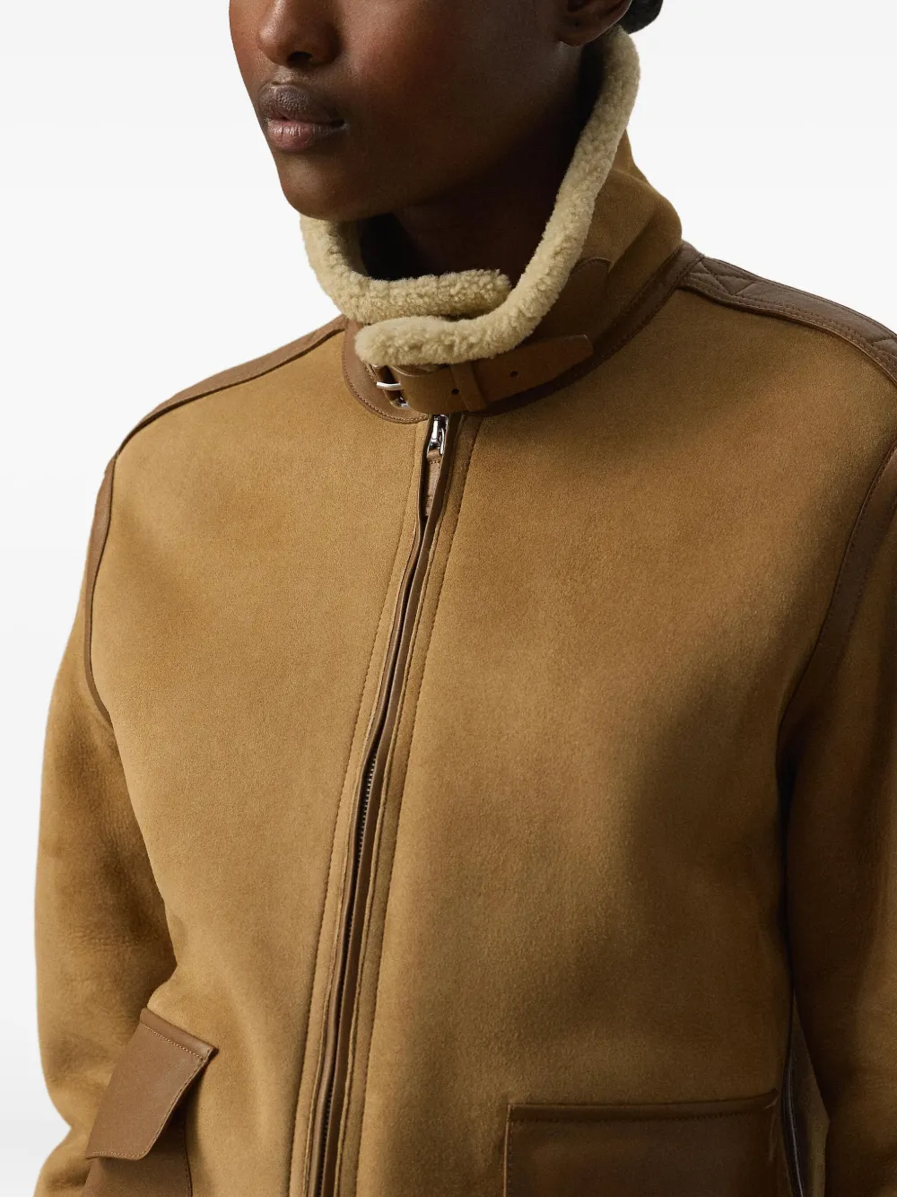 Ralph Lauren Collection Bomberjack met lammy kraag Beige