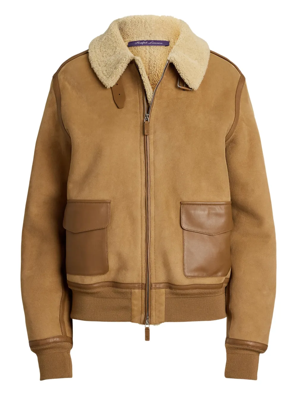 Ralph Lauren Collection Bomberjack met lammy kraag Beige