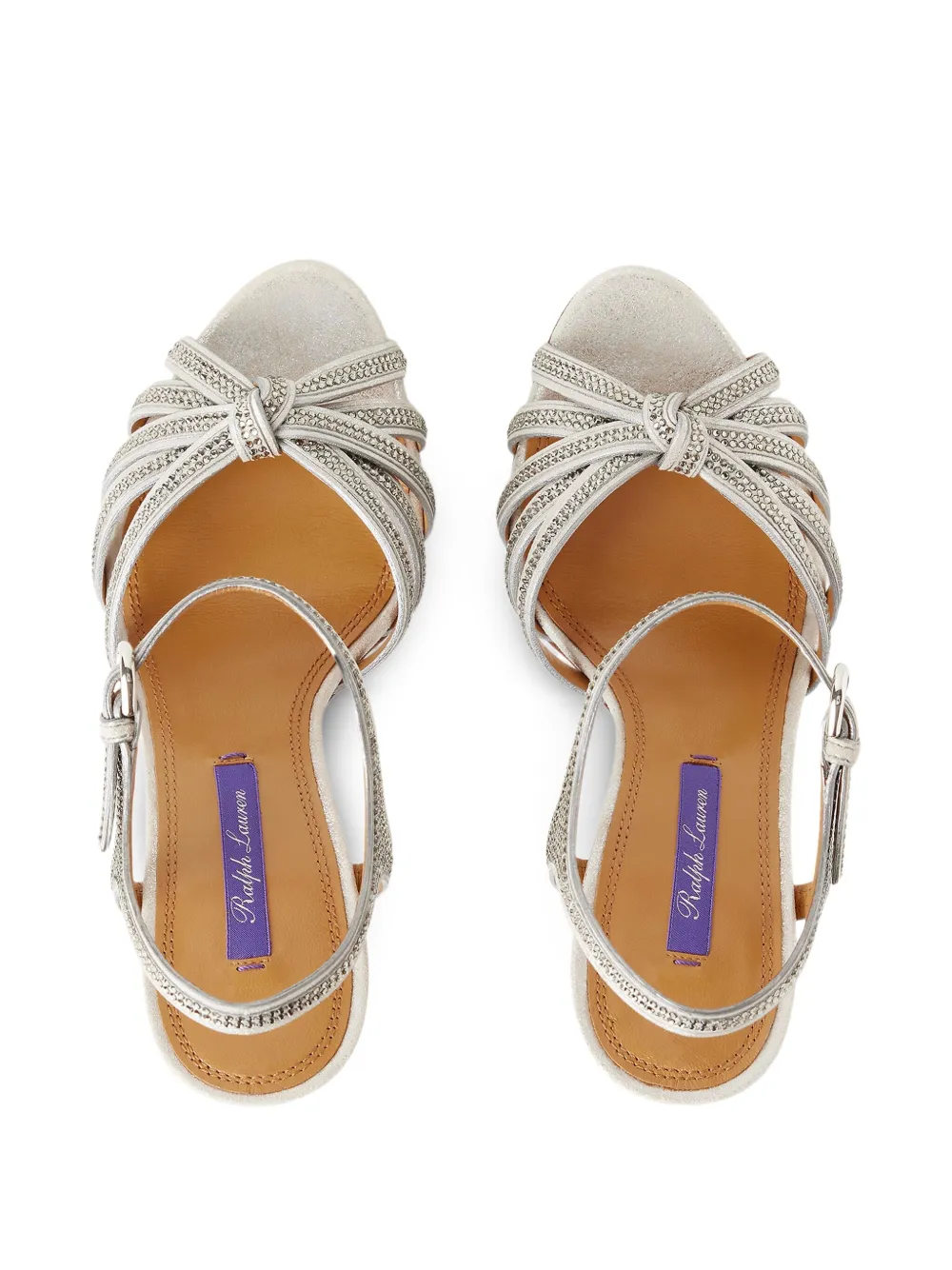 Ralph Lauren Collection 95 mm sandalen met geknoopt detail en hak Grijs