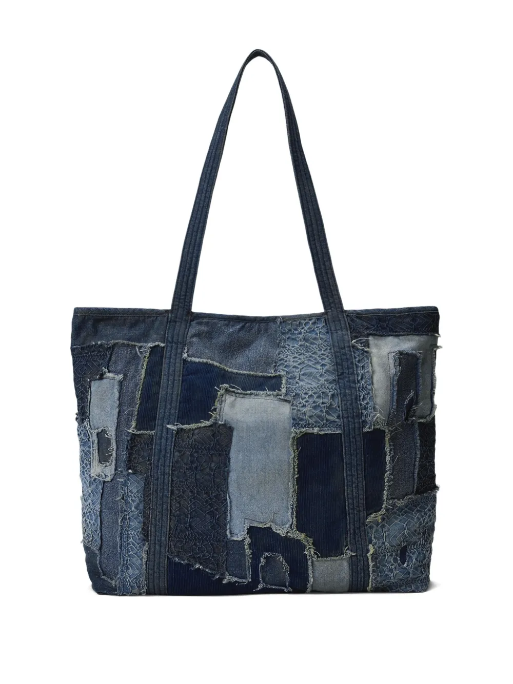 Rrl Hercules Patchwork Denim Tote Bag In Blue
