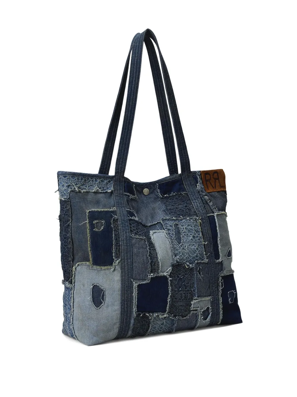 Rrl Hercules Patchwork Denim Tote Bag In Blue