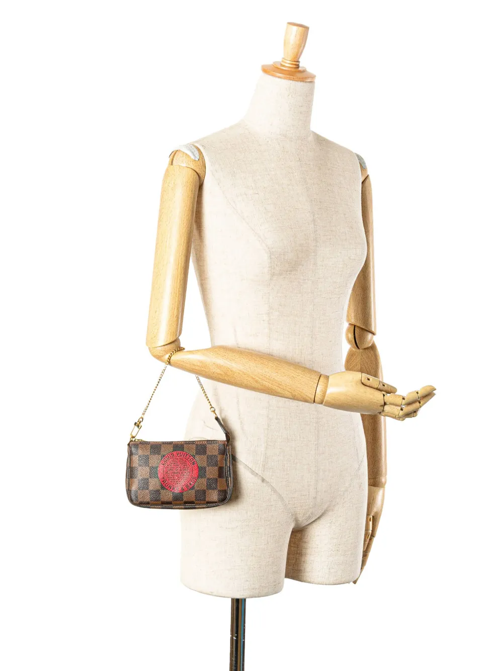 Pre-owned Louis Vuitton 2009 Damier Ebene Trunks And Bags Mini Pochette Accessoires Handbag In Brown