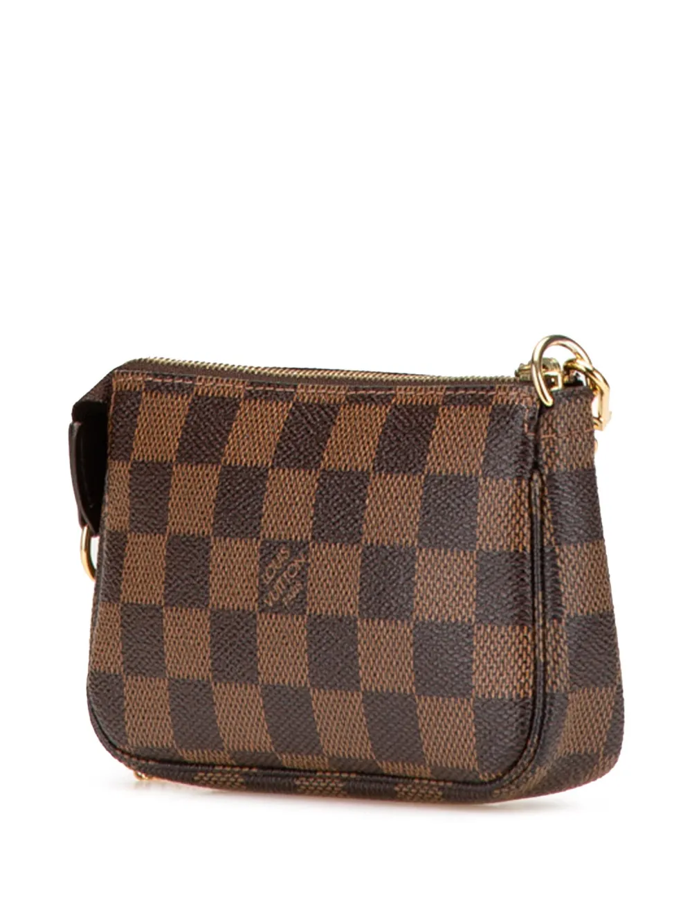 Pre-owned Louis Vuitton 2009 Damier Ebene Trunks And Bags Mini Pochette Accessoires Handbag In Brown