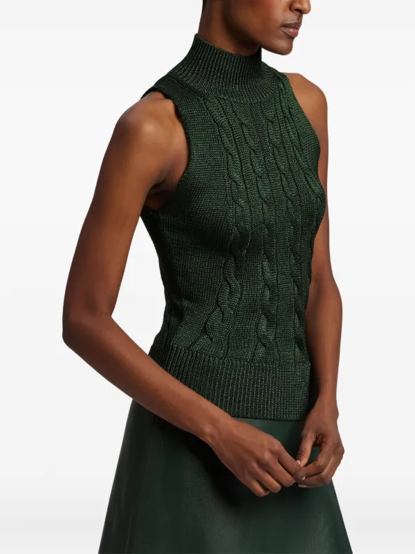 Polo Ralph Lauren ノースリーブケーブルニット グリーンXS Ralph Lauren Collection ケーブルニット ノースリーブトップ