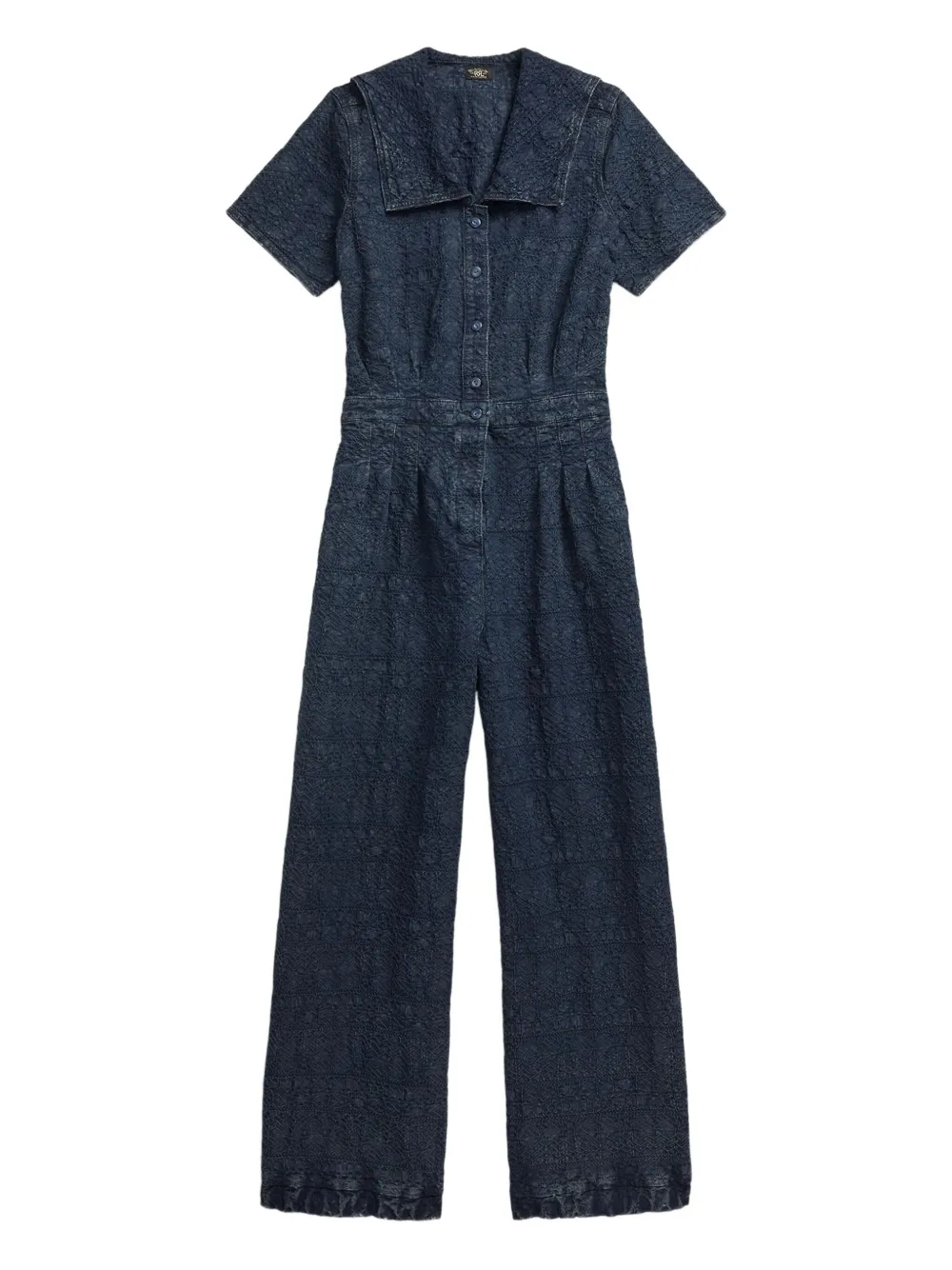 Ralph Lauren RRL patterned-jacquard short-sleeve jumpsuit | Blue | Image 1