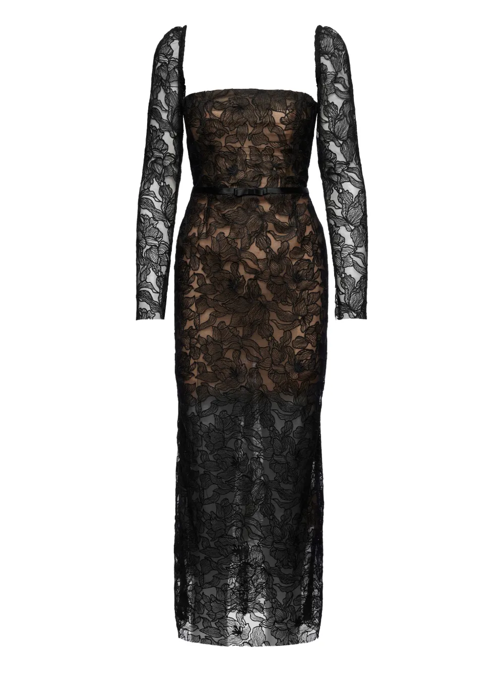 Ana Radu floral-lace long-sleeve dress - Nero