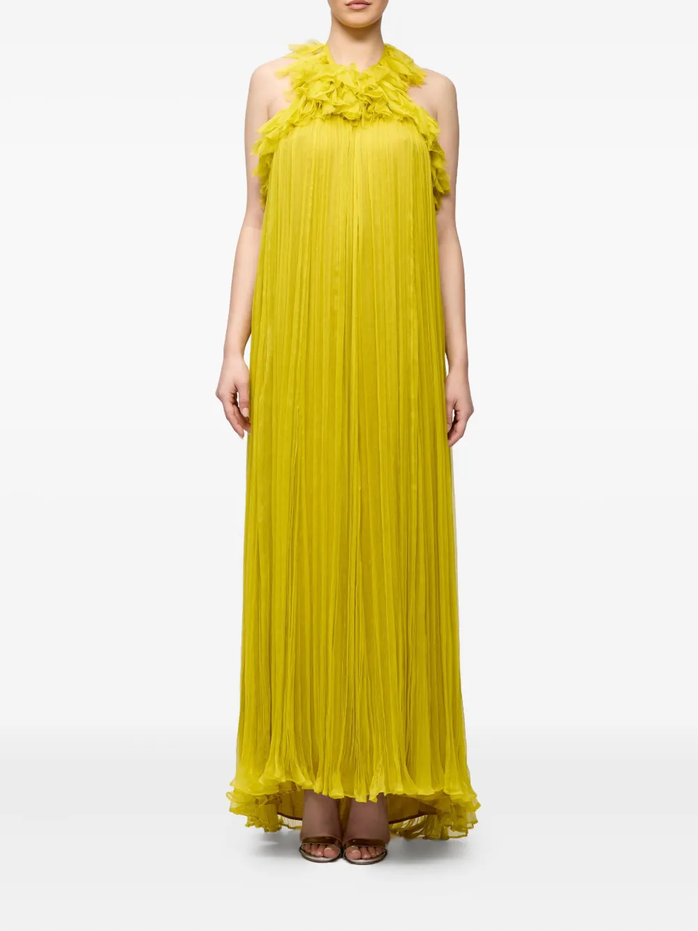 Ana Radu ruffled halter neck gown - Geel