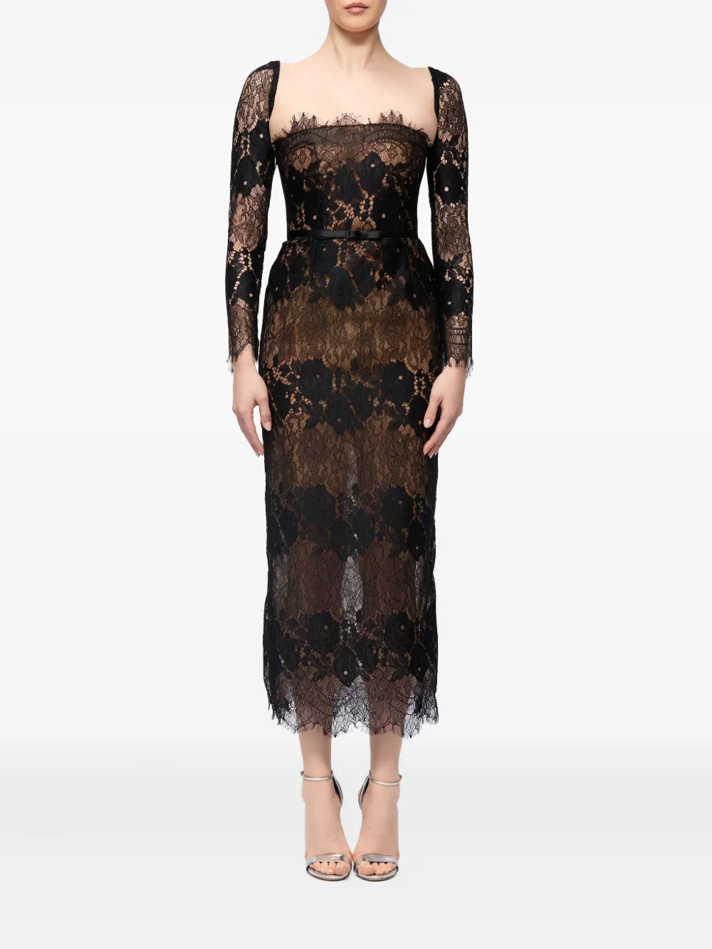 Ana Radu lace long-sleeve dress - Zwart