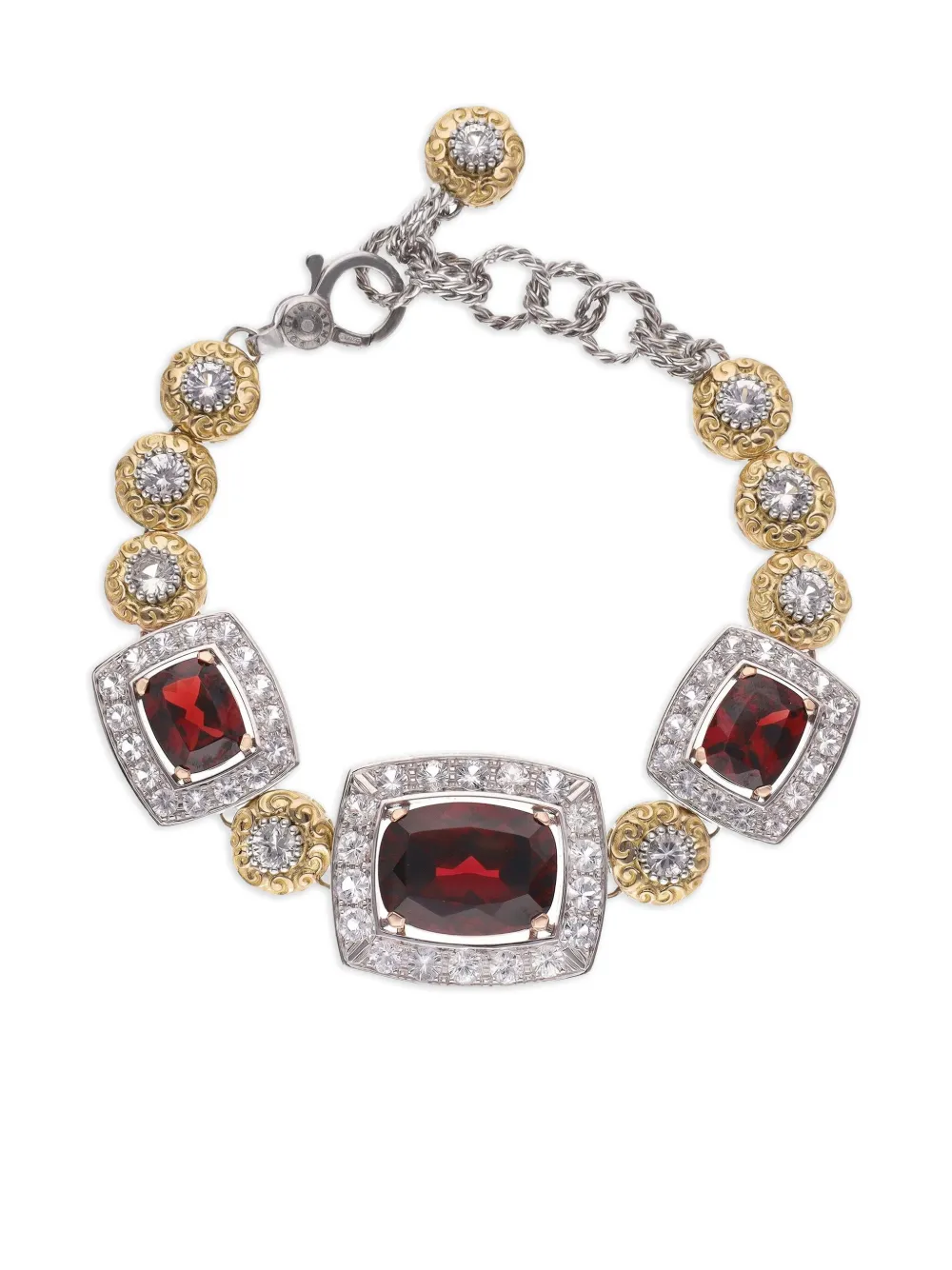 Dolce & Gabbana Bracciale Eleganza in oro giallo 18 carati con zaffiri e rodolite - Rosso