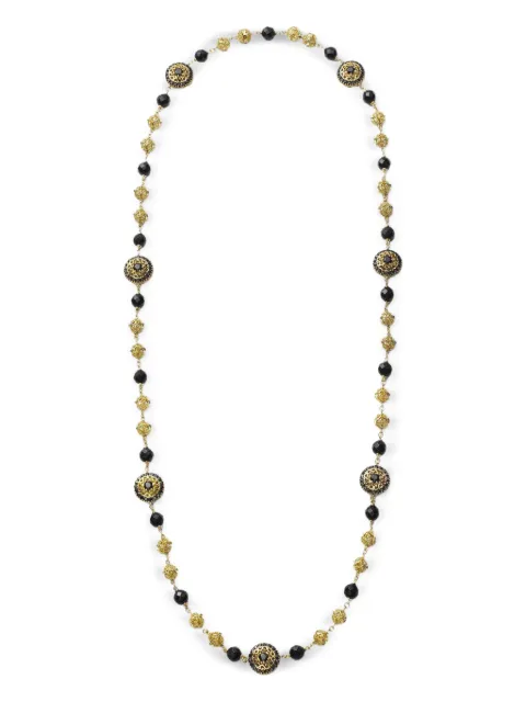 Dolce & Gabbana 18K yellow gold Sicily jade and black sapphire necklace