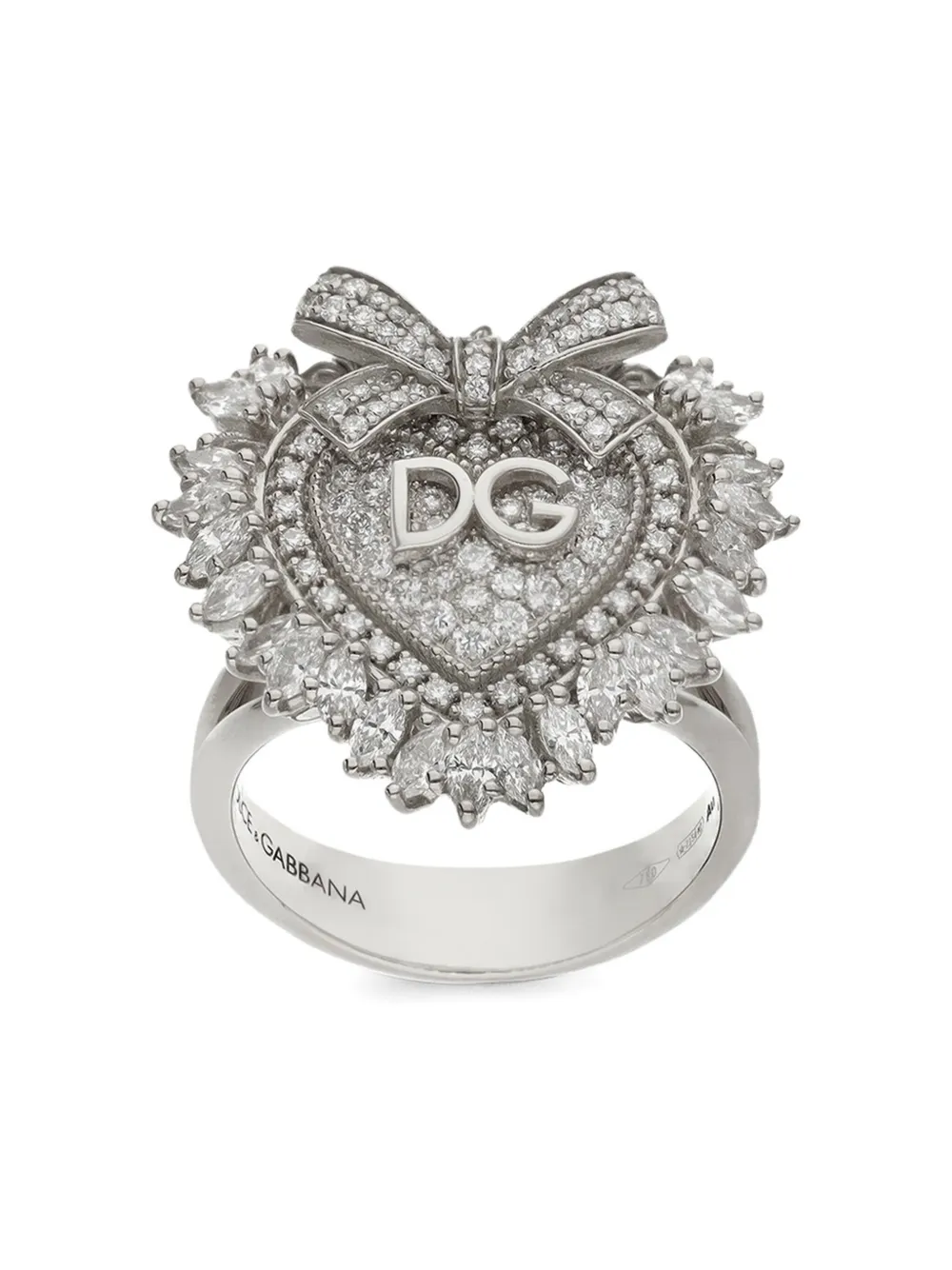 Dolce & Gabbana Anello Devotion in oro bianco 18 carati con diamanti - Argento