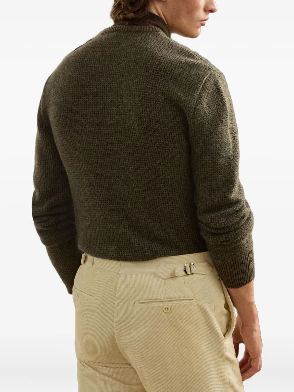 Ralph Lauren Purple Label Birdseye trui met knoopdetail Groen