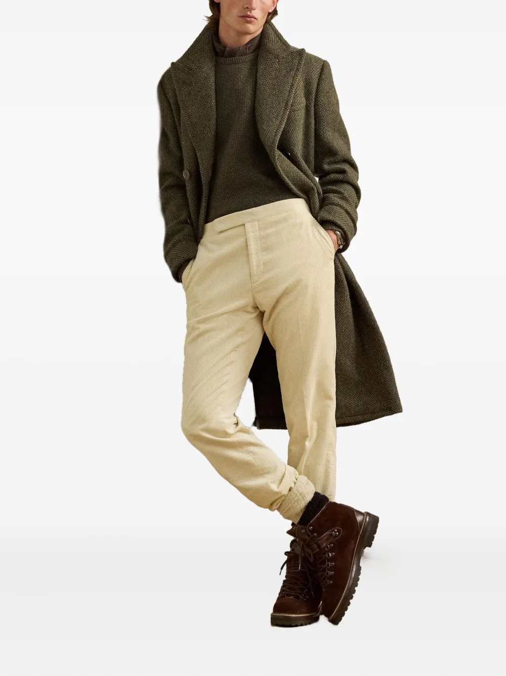 Ralph Lauren Purple Label Birdseye trui met knoopdetail - Groen