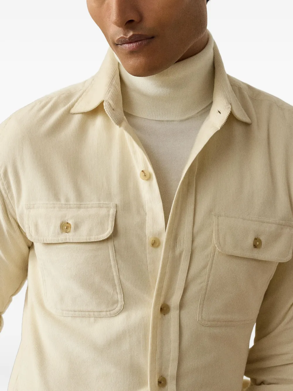 Ralph Lauren Purple Label Ribfluwelen overhemd Beige