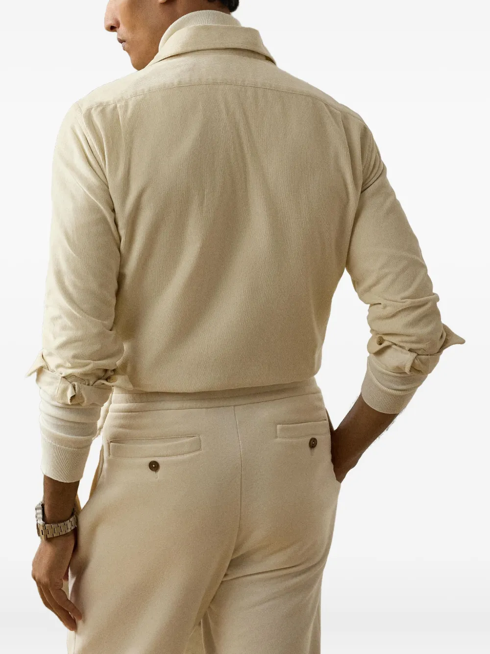 Ralph Lauren Purple Label Ribfluwelen overhemd Beige